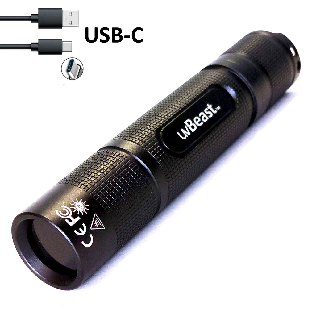 uvBeast Black Light UV Flashlight V3 365nm MINI - FILTERED Ultraviolet - USB-C Quick charge Port - Professional Grade