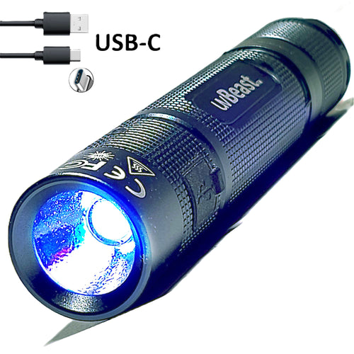 uvBeast New V3 MINI 385-395nm - Black Light UV Flashlight – Rechargeable - Low Contamination Ultraviolet - Professional Grade High Power 5 Core UV LED – USA Stock